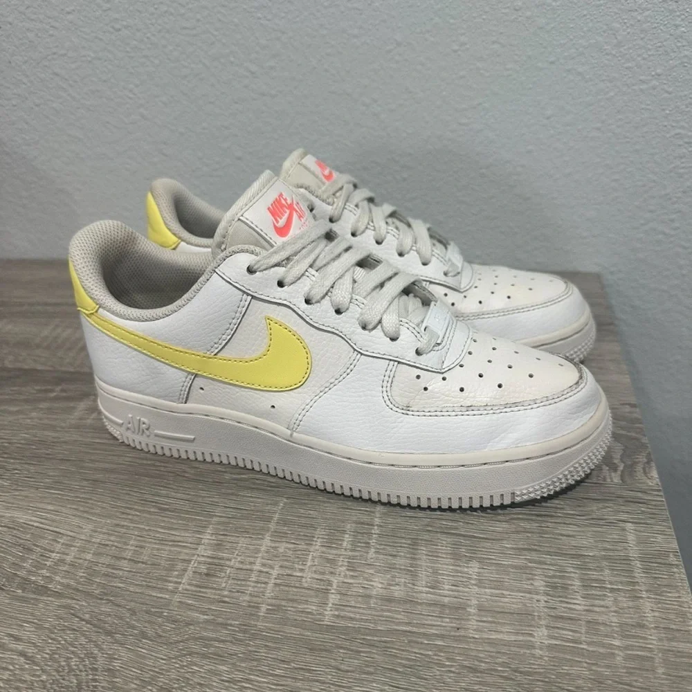 Nike Air Force 1 White and Yellow Shoes